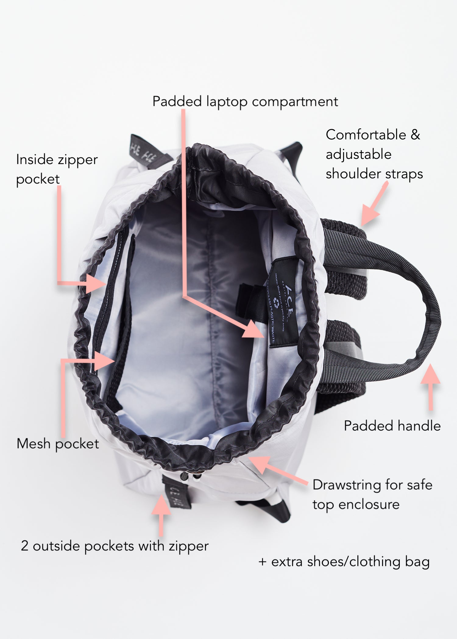 Black sustainable Econyl Backpack